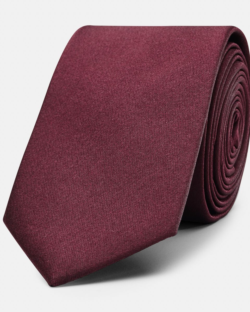 Silk Satin Tie, Burgundy, hi-res